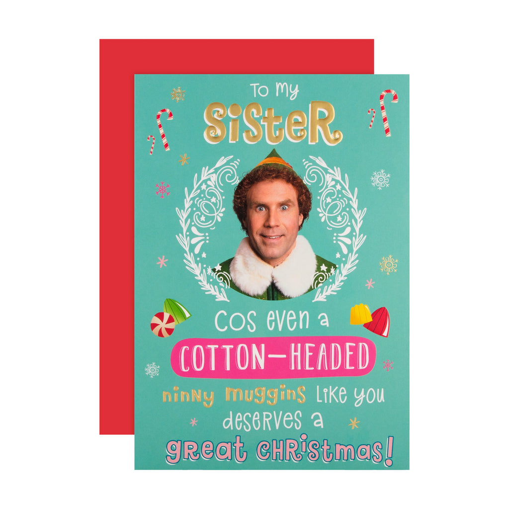 Christmas Card for Sister - Fun Warner Bros Elf Design