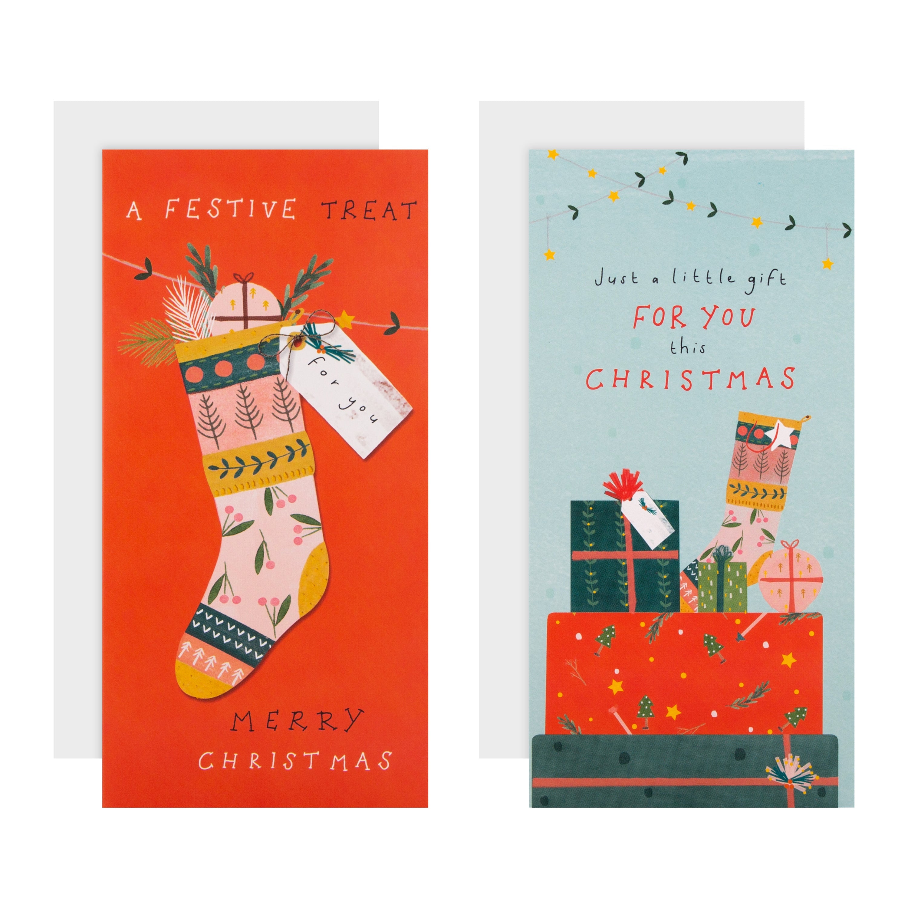 Christmas Money Wallet Pack 4 Cards 2 Classic Festive Designs