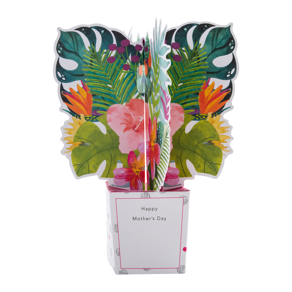 Pop Up Mother's Day Card - 3D Tropical Flowers Design