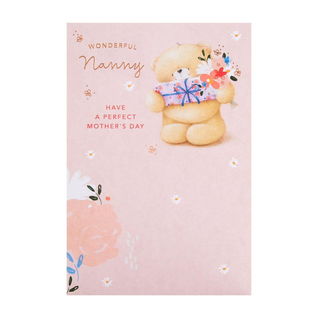 Mother's Day Card for Nanny - Cute Forever Friends Design with Rose Gold Foil