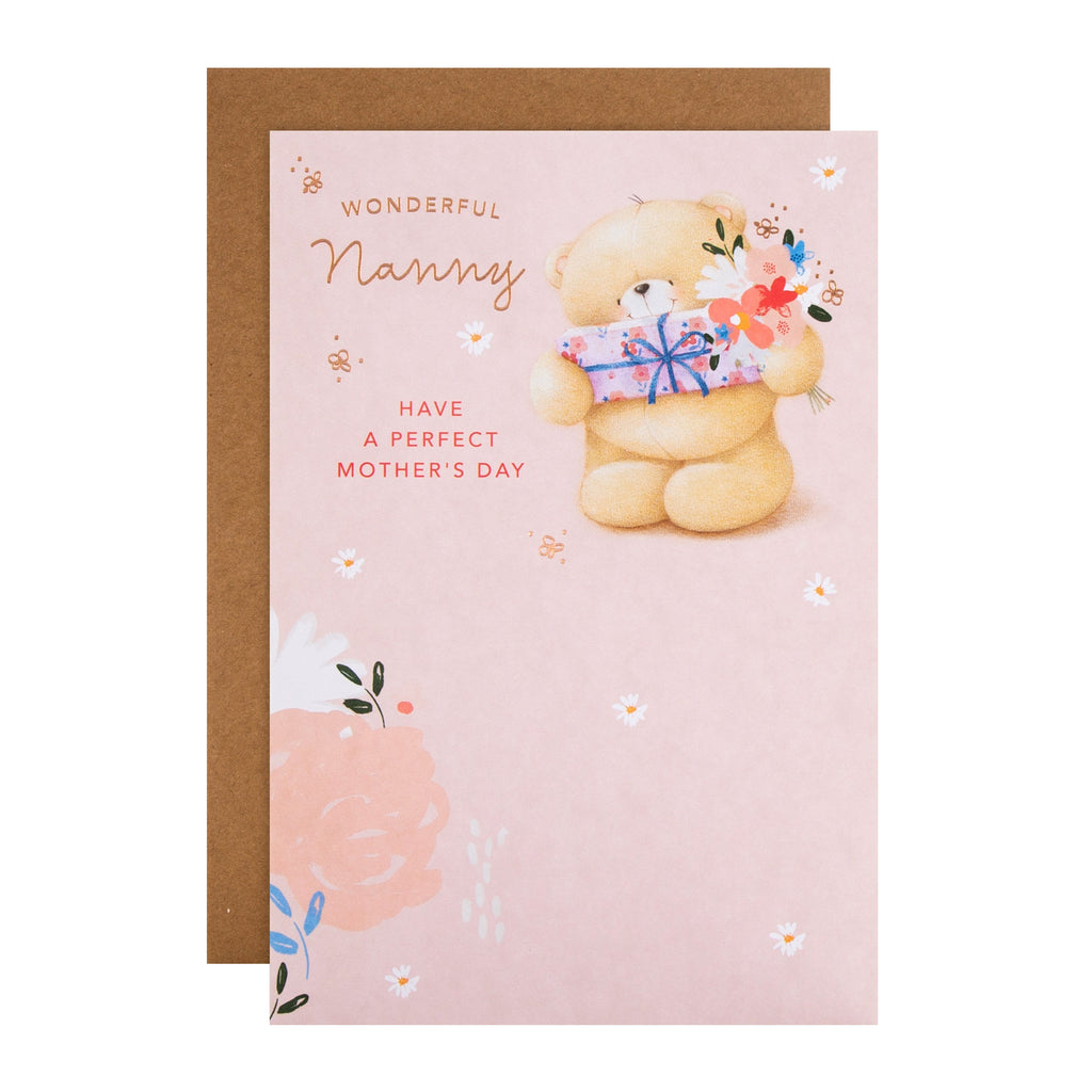 Mother's Day Card for Nanny - Cute Forever Friends Design with Rose Gold Foil