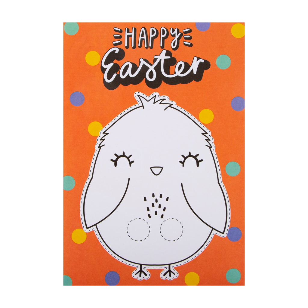 Easter Card for Kids - Fun 'Crayola' Colour In Design with Create Your Own Finger Puppet Activity