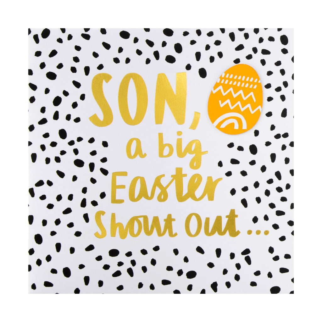 Easter Card for Son - Big Shout Out Design with Gold Foil and 3D Add On