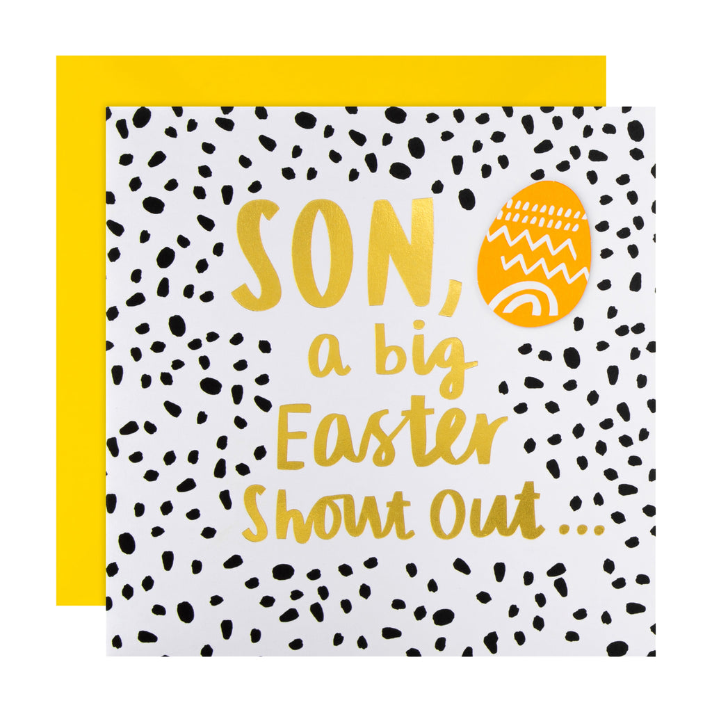 Easter Card for Son - Big Shout Out Design with Gold Foil and 3D Add On