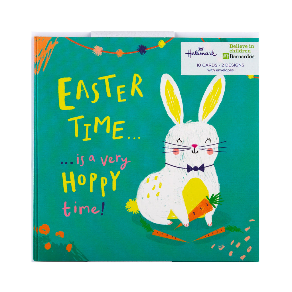 Charity Easter Cards Pack - 10 Cards in 2 Cute Bunny Designs