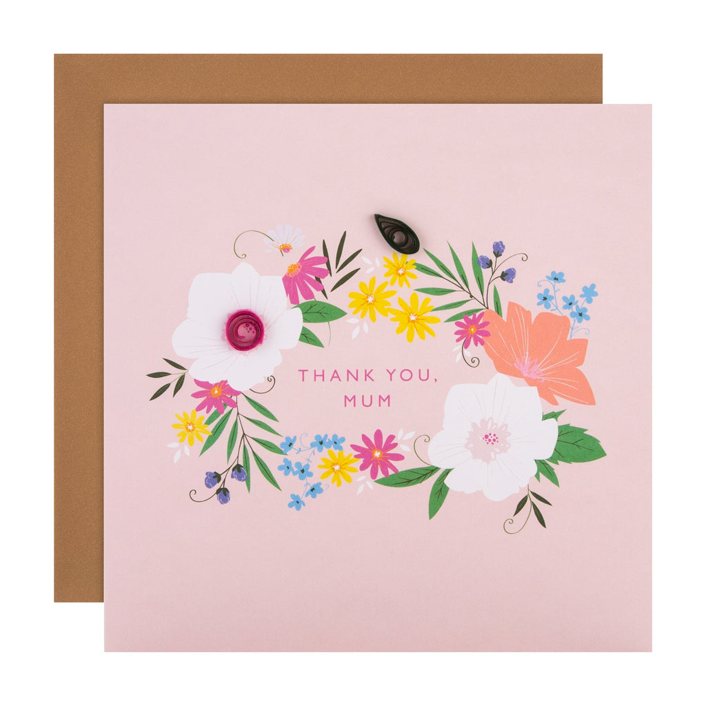 Mother's Day Card for Mum - Colourful Floral Design with Quilled Paper Details