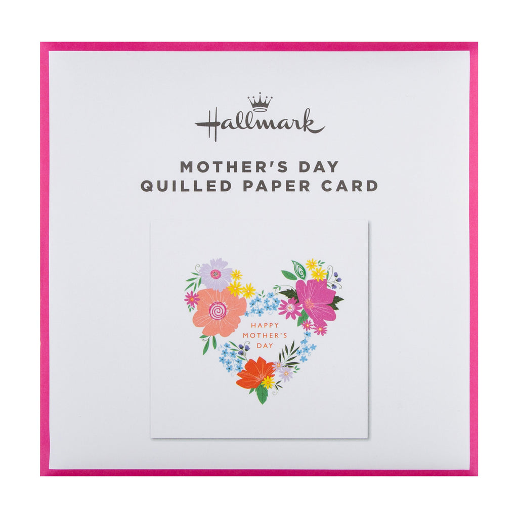 Contemporary Mother's Day Card - Floral Heart Design with Quilled Paper Details