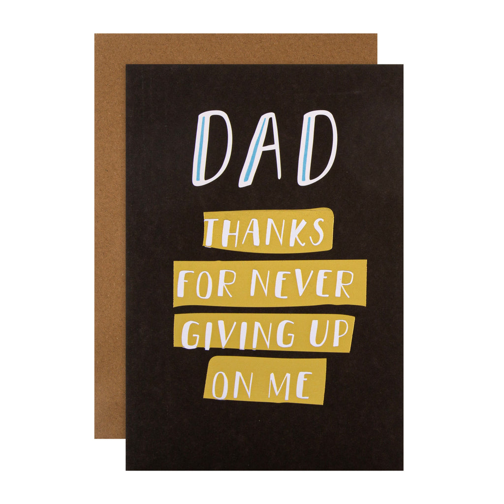 Father's Day Charity Card - 'Never Giving Up' Design with Gold Foil in Association with Andy's Man Club