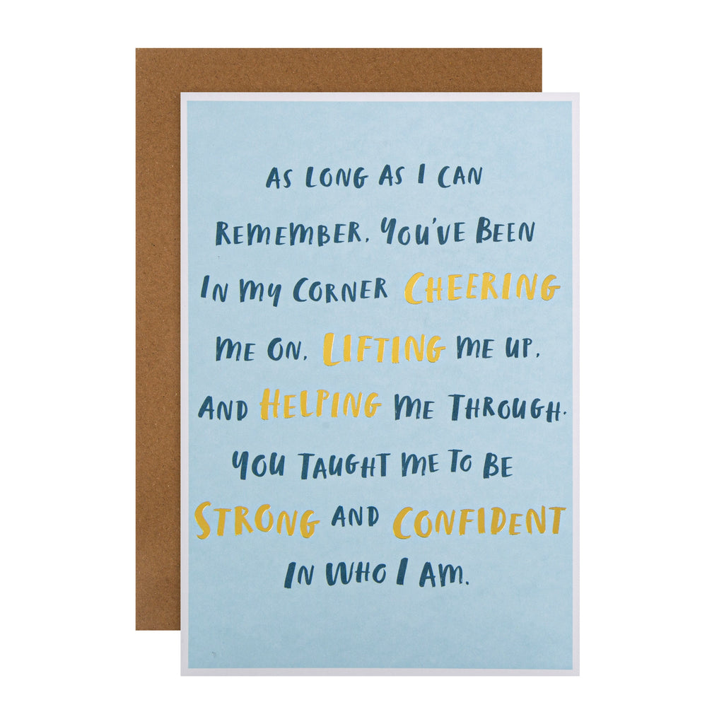Father's Day Charity Card - Contemporary Text Design with Gold Foil in Association with Andy's Man Club
