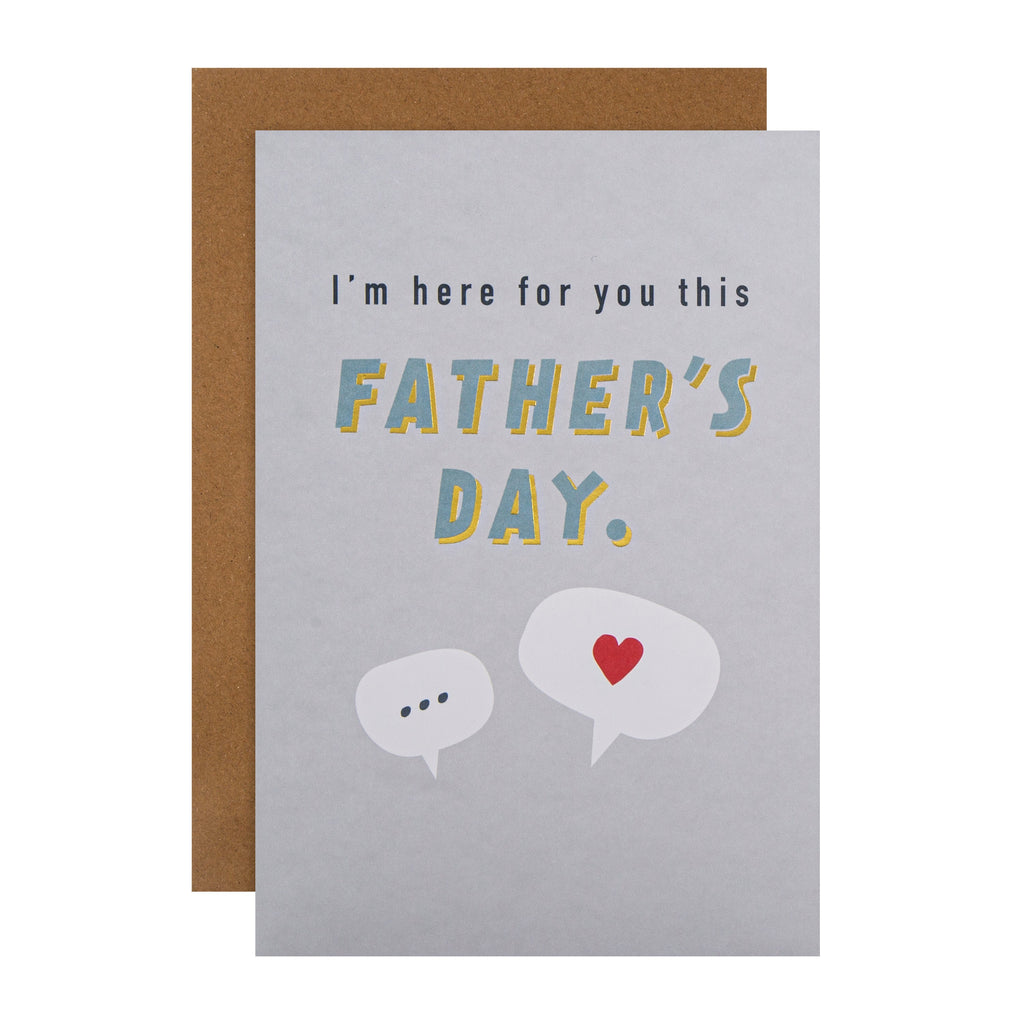Father's Day Charity Card - 'I'm Here For You' Design with Gold Foil in Association with Andy's Man Club