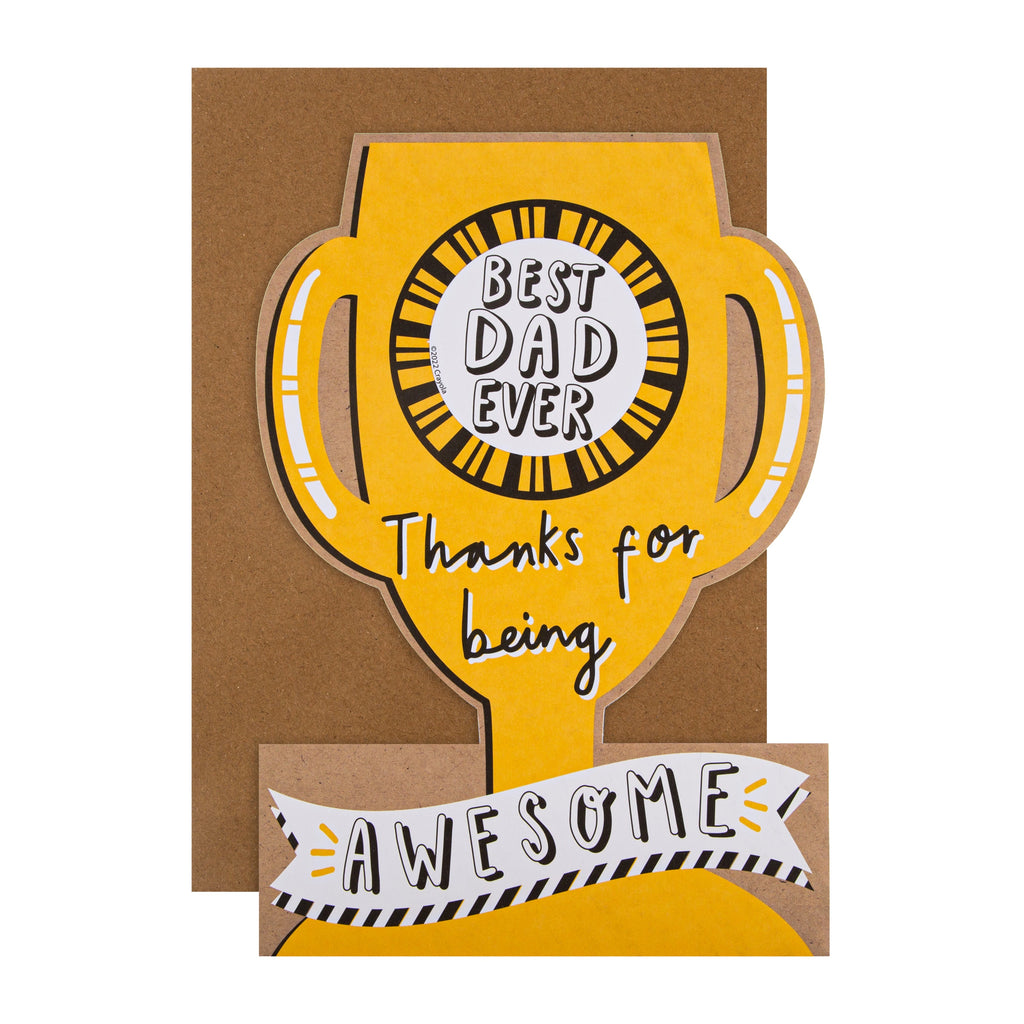 Father's Day Card for Dad from Kids - 'Crayola' Colour In Collection Trophy Design with Badge