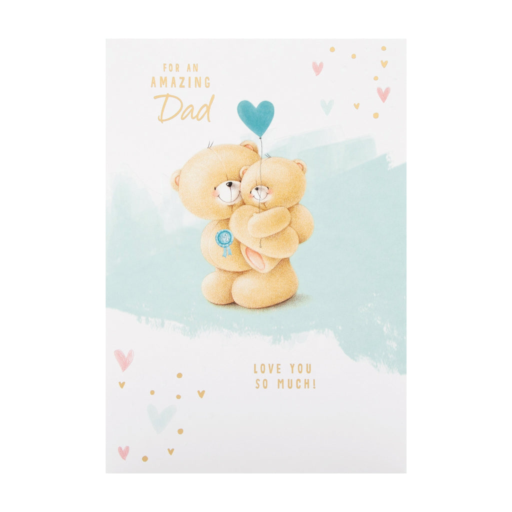 Father's Day Card for Dad - Cute 'Forever Friends' Design with Gold Foil