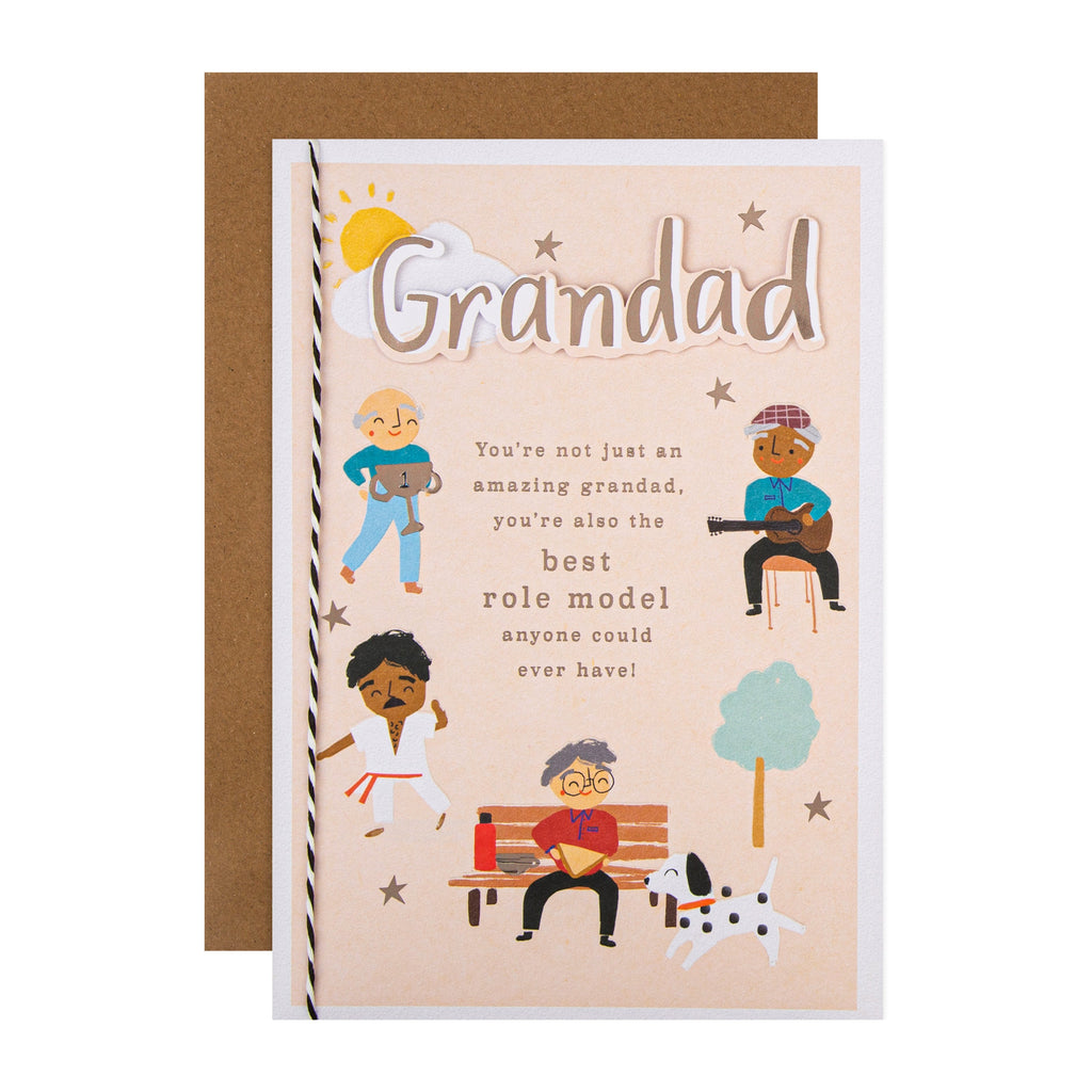 Father's Day Card for Grandad - Contemporary Illustrated Design with 3D Add On and Foil