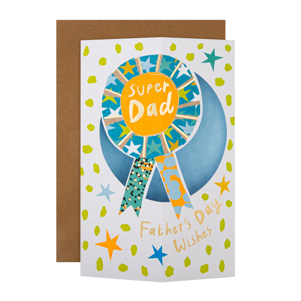 Father's Day Card for Dad - 3D Die Cut Design with Gold Foil