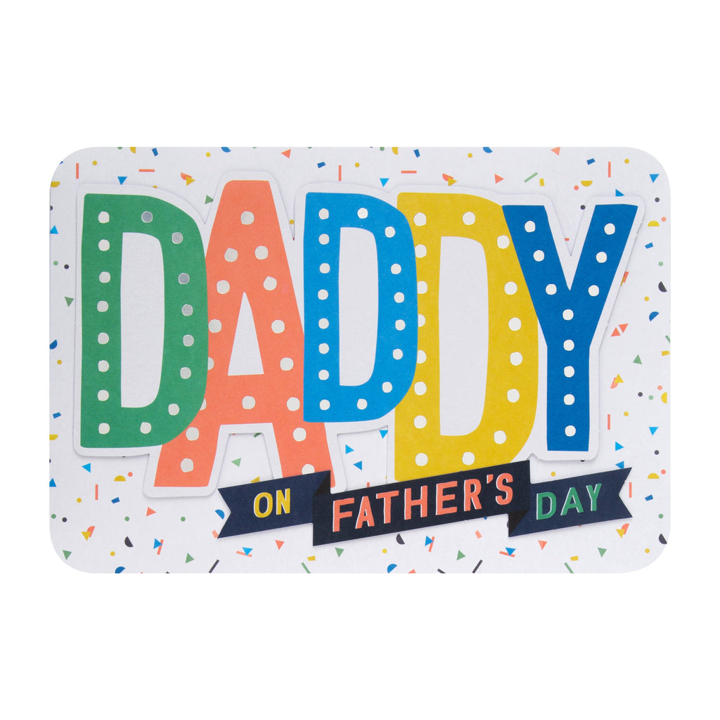 Father's Day Card for Daddy - Contemporary Text Design with Silver Foil and 3D Attachment