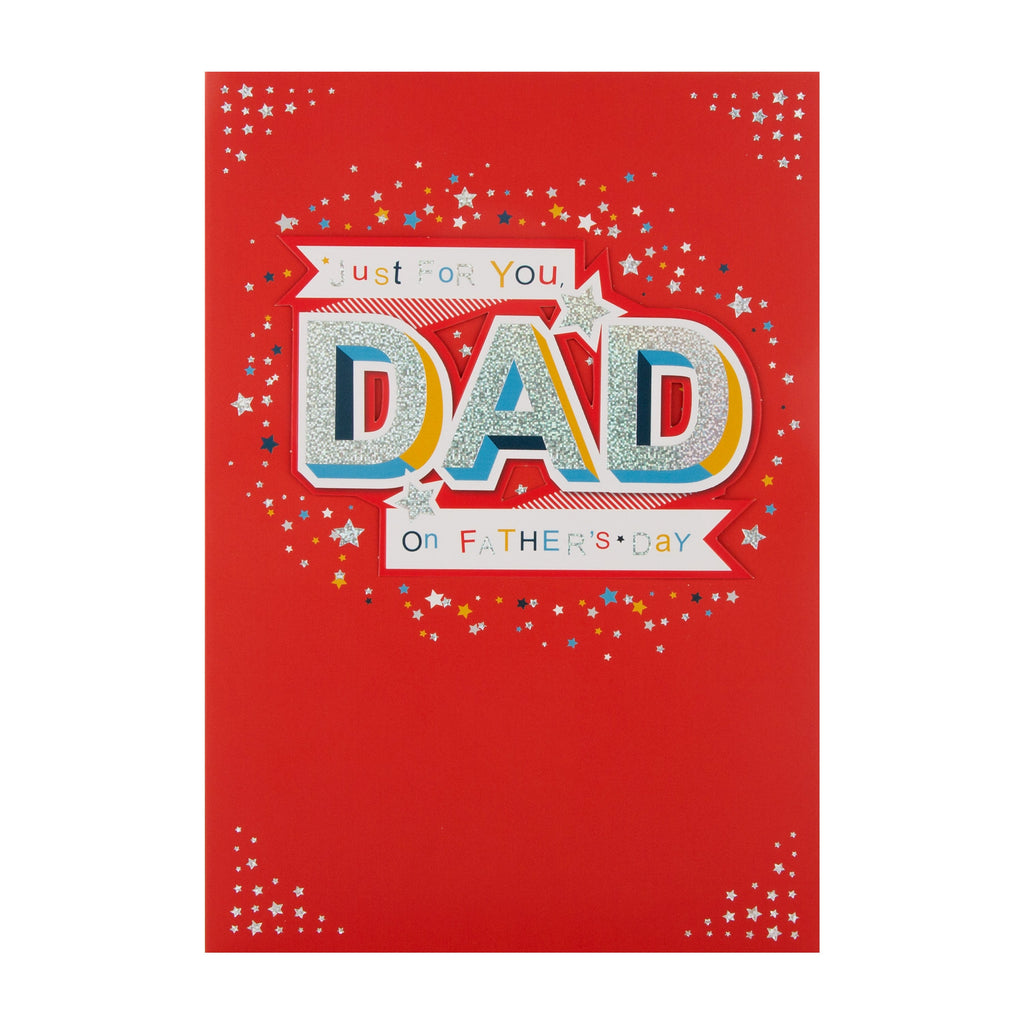 Father's Day Card for Dad - Contemporary Sparkly Design with 3D Add On and Silver Holographic Foil