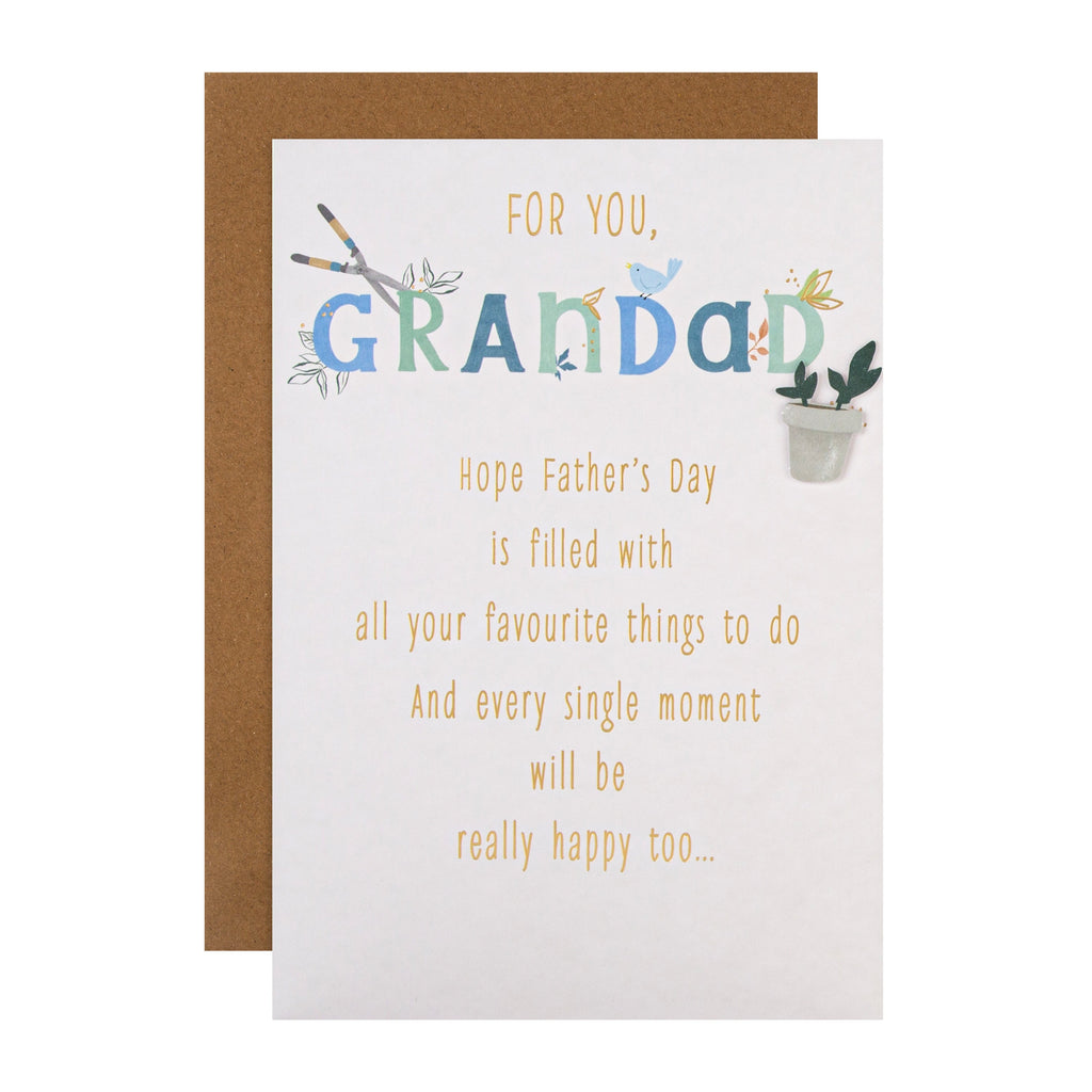 Father's Day Card for Grandad - Traditional Poetic Verse Design with Gold Foil and 3D Add On