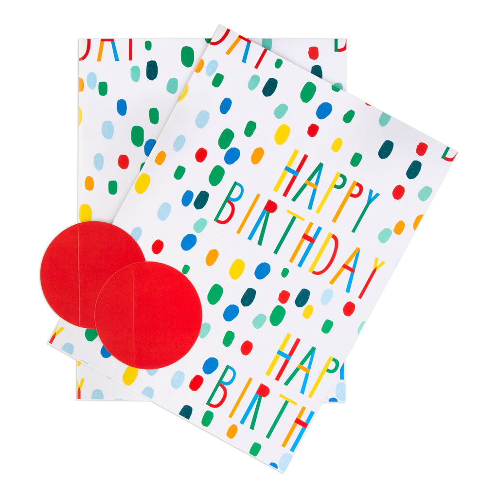 Birthday Wrapping Paper and Gift Tag Pack Duo - Patterned Lettering Designs