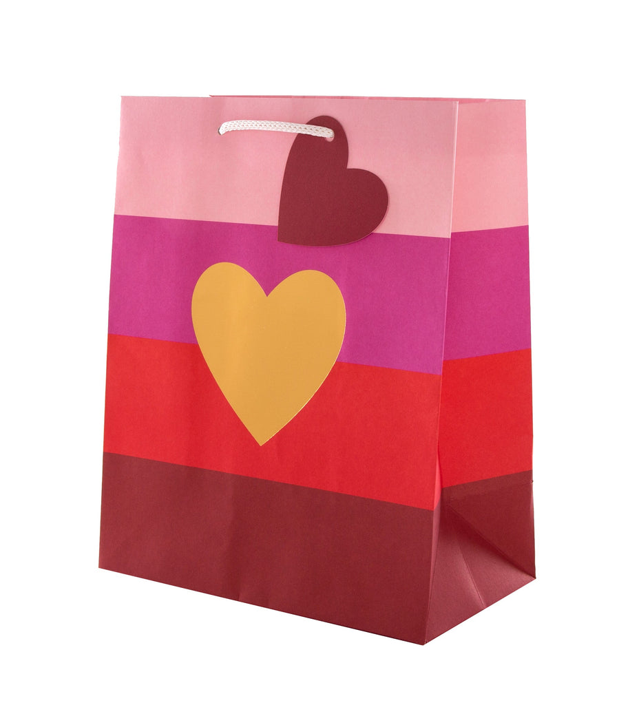 Love Heart Medium Gift Pack Bundle - 1 Gift Bag, 1 Tissue Paper Sheet and 1 Blank Card in 3 Contemporary Designs
