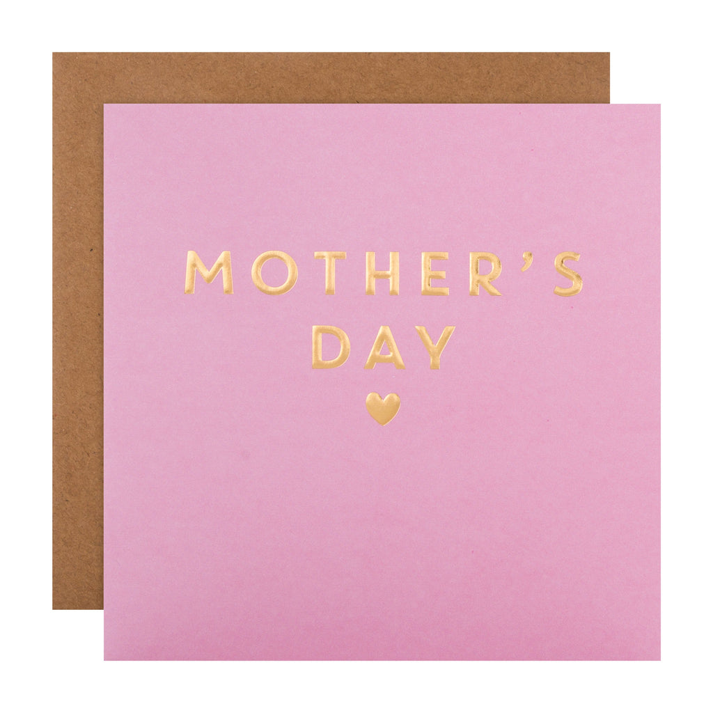 Classic Mother's Day Card - Bold Text Design with Gold Foil