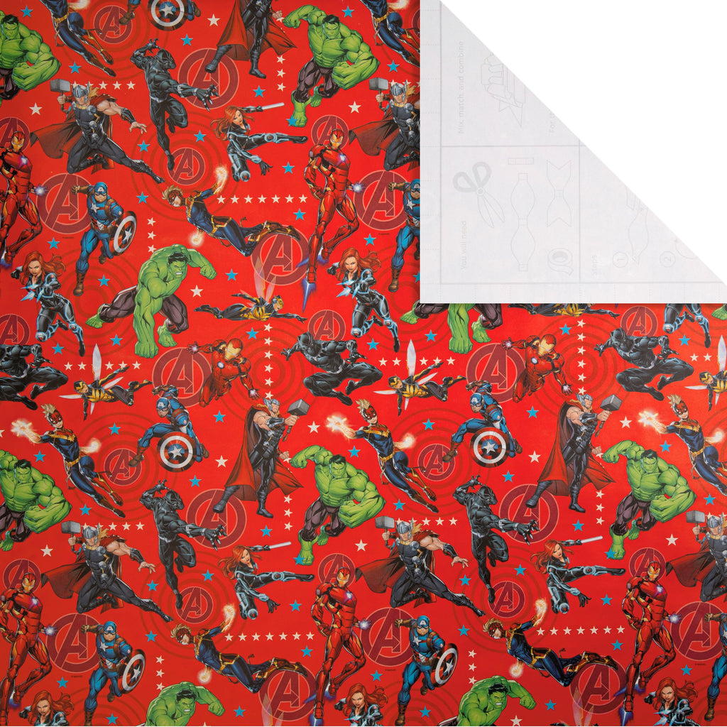 2M Any Occasion Wrapping Paper - Red Marvel Avengers Design