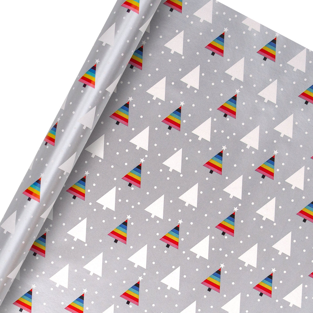 Contemporary Christmas Wrapping Paper Roll - One 3m Roll in a Fun Festive Tree Design