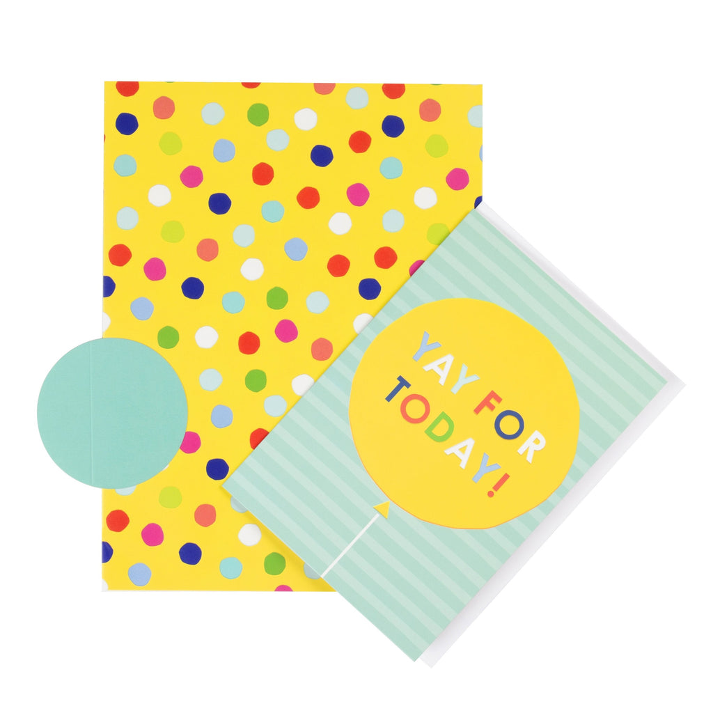 Birthday Card, Wrapping Paper and Gift Tag Pack Trio - Polka Dot Design