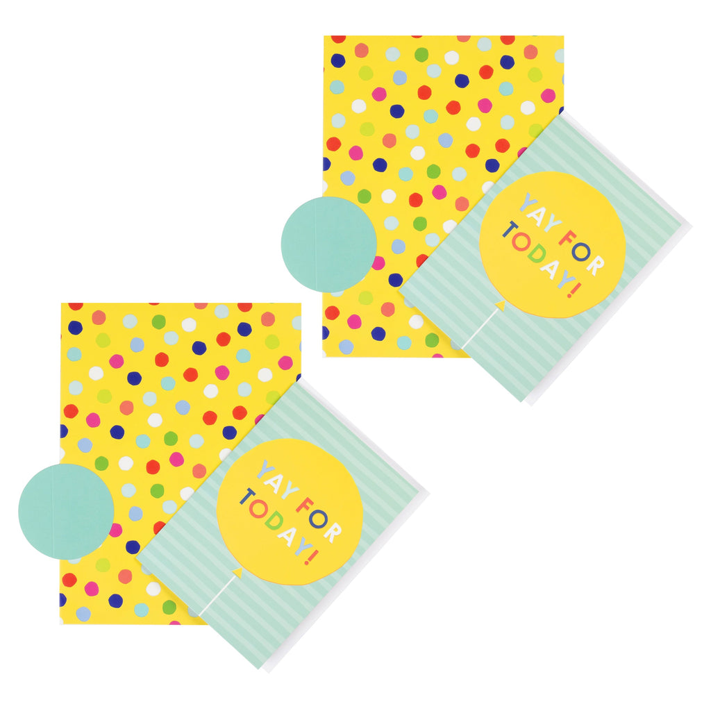 Birthday Card, Wrapping Paper and Gift Tag Pack Trio - Polka Dot Design