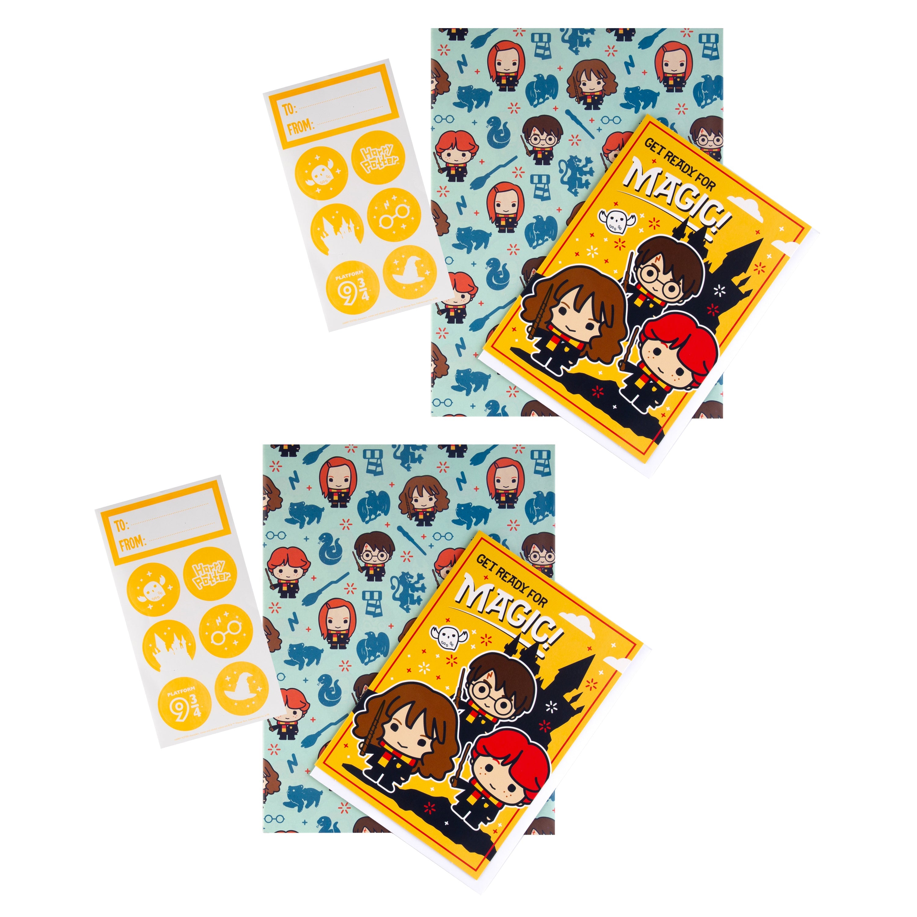Harry Potter™ Birthday Gift Wrap Pack Bundle 2 Gift Wrap Sheets 2 Sticker Sets 2 Cards 1 Fun Design