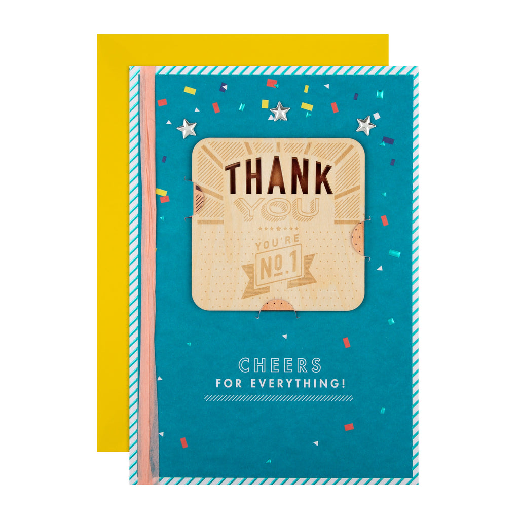 Large Father's Day Card - Contemporary Decorative Coaster Design with Gold Foil and Silver Paper Star Charms