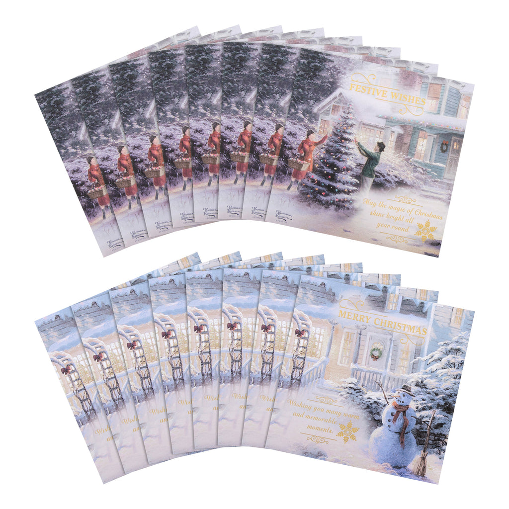 Charity Christmas Cards - Pack of 16 in 2 Thomas Kinkade Illustrated Designs