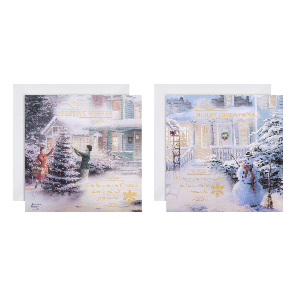 Charity Christmas Cards - Pack of 16 in 2 Thomas Kinkade Illustrated Designs