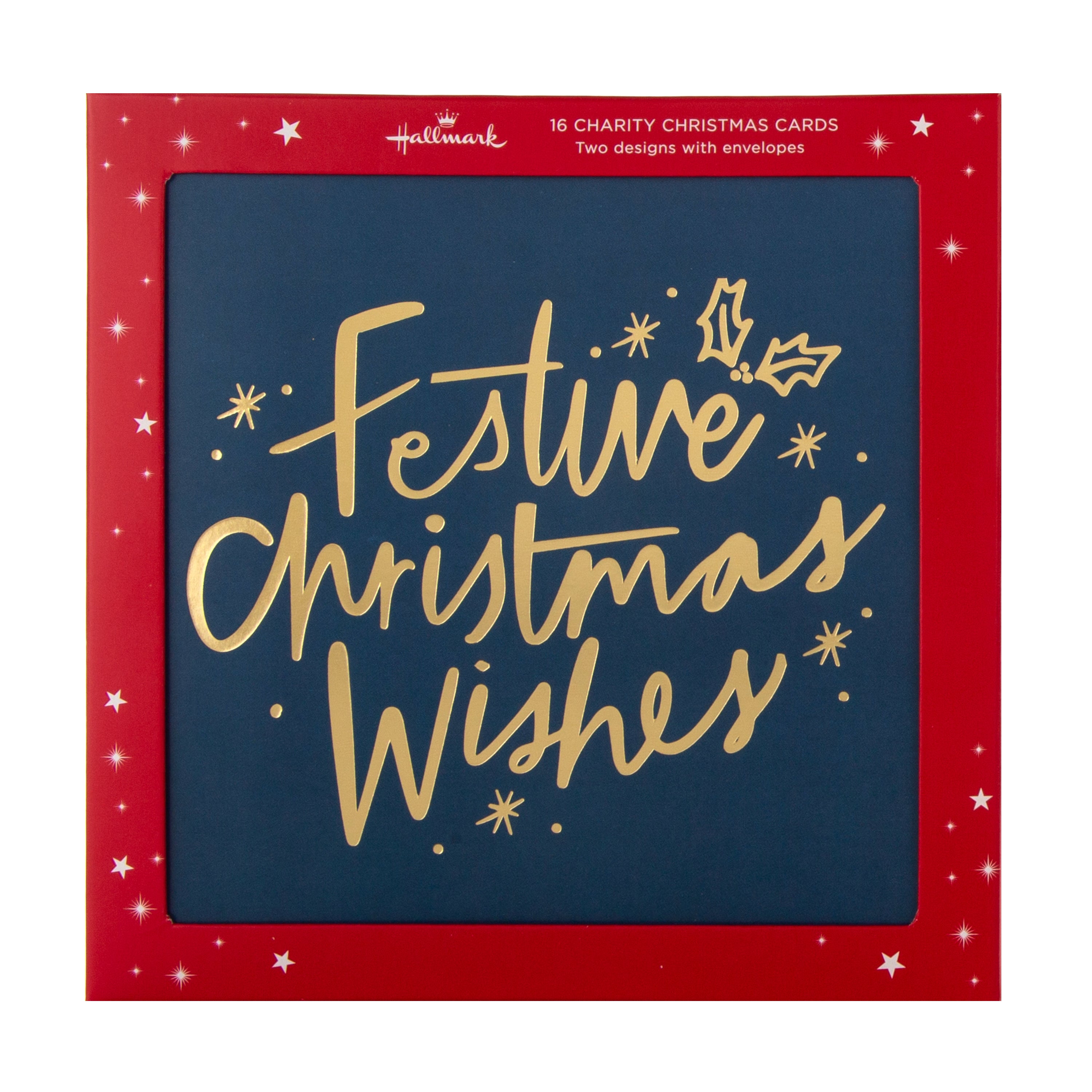 Charity Christmas Cards - Pack of 16 in 2 Festive Text Designs β Hallmark
