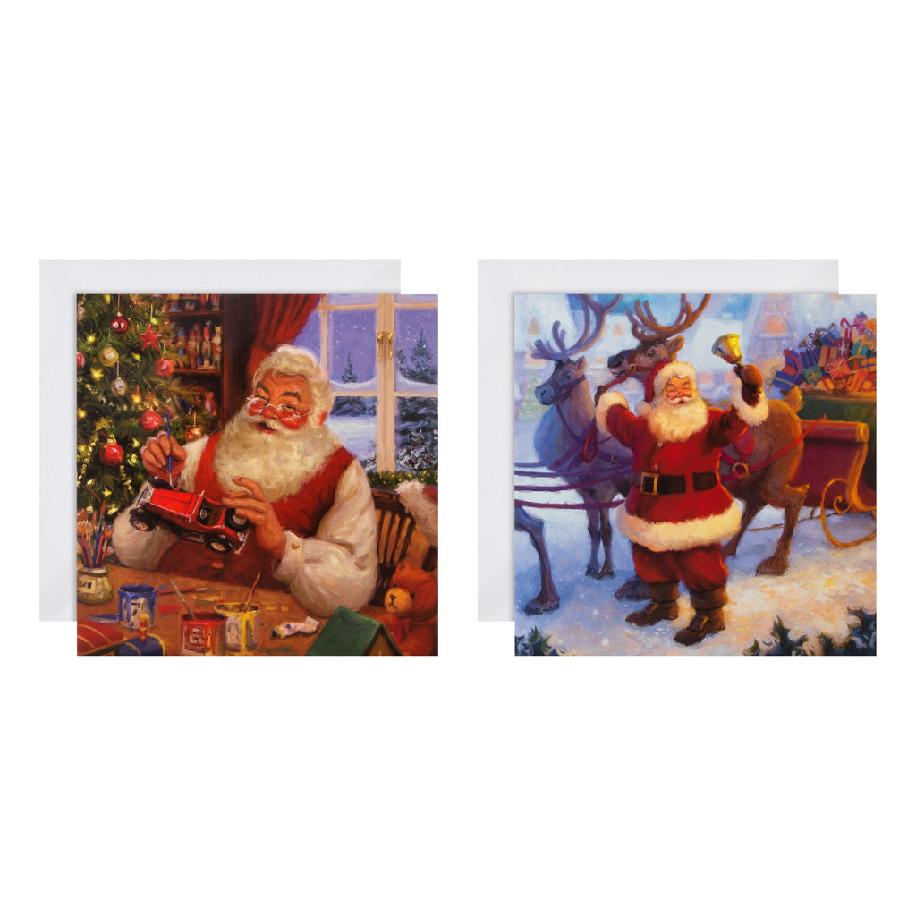 Charity Christmas Cards - Pack of 16 in 2 Retro Santa Designs