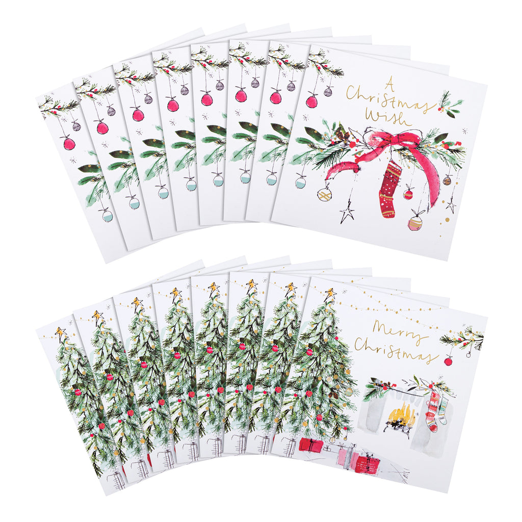 Charity Christmas Cards - Pack of 16 in 2 Traditional Wish Designs