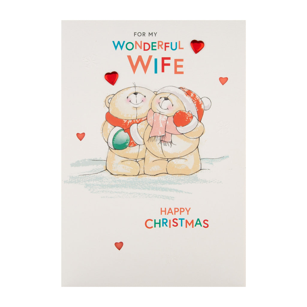 Christmas Card for Wife - Cute Forever Friends Winter Design
