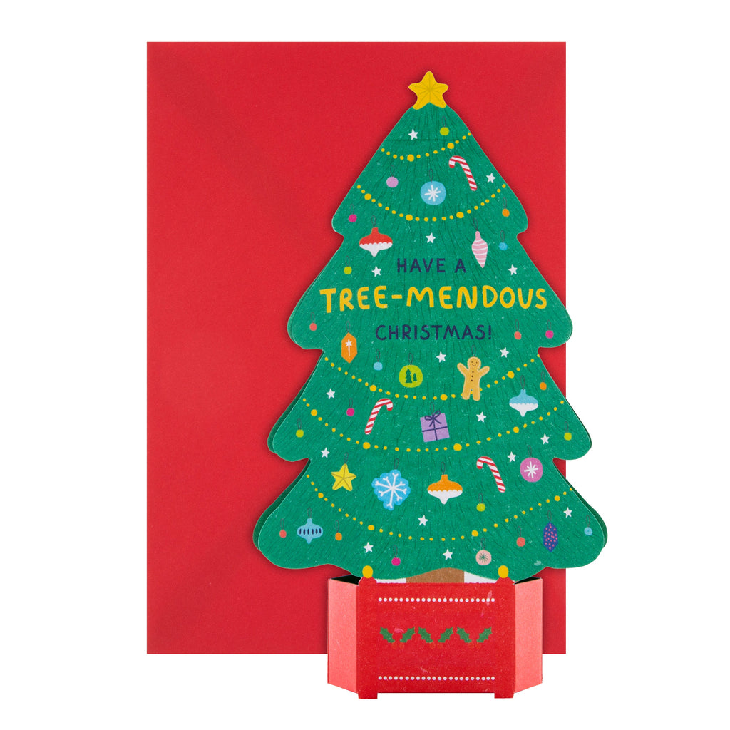 Christmas Card Open - Contemporary 3D Pop Up Tree Design 