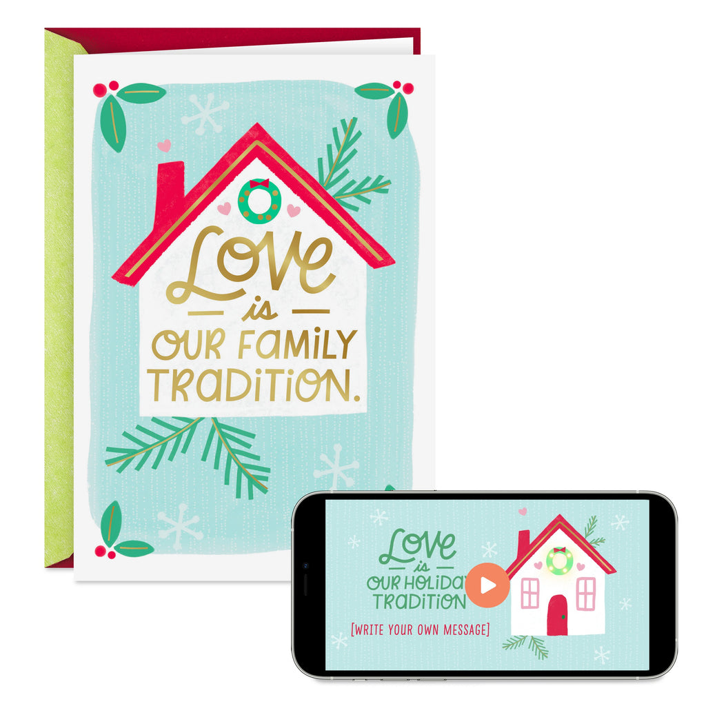 Video Greetings Christmas Card for Family - 'Love Is Our Family' Design