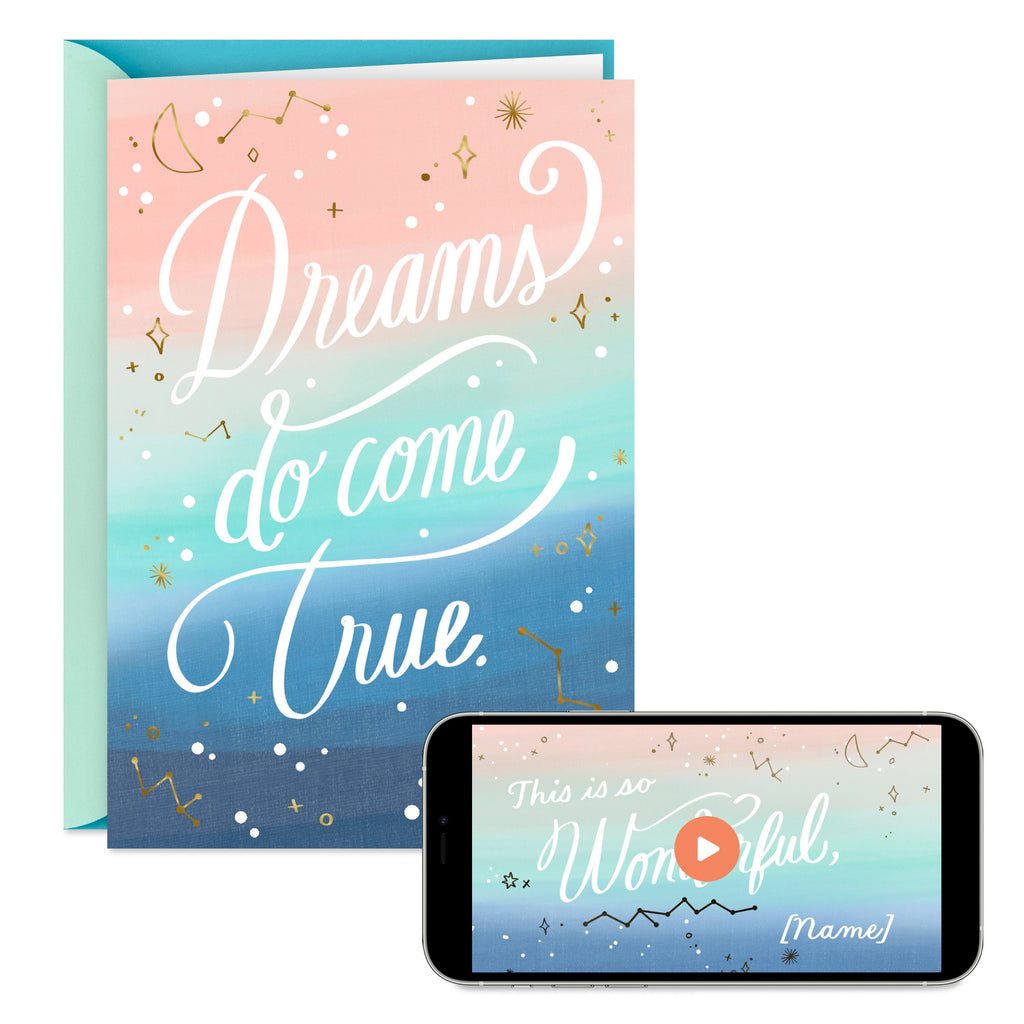 Video Greetings Congratulations Card - 'Dreams Do Come True' Design