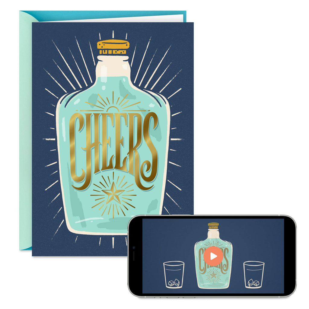 Video Greetings Birthday Card for Him - 'Cheers to You' Design