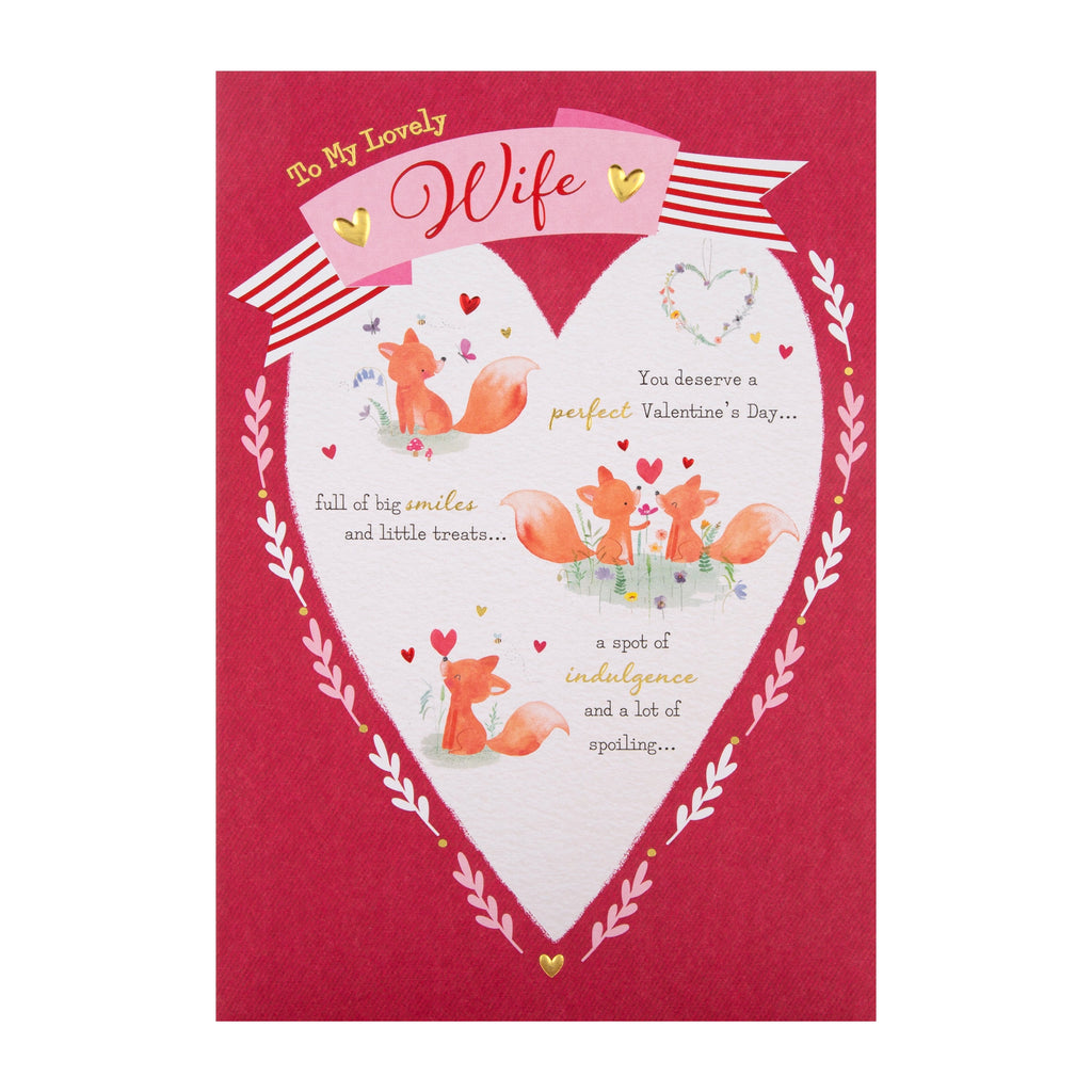Valentine's Day for Wife - Cute Foxes and Heartfelt Verse Design