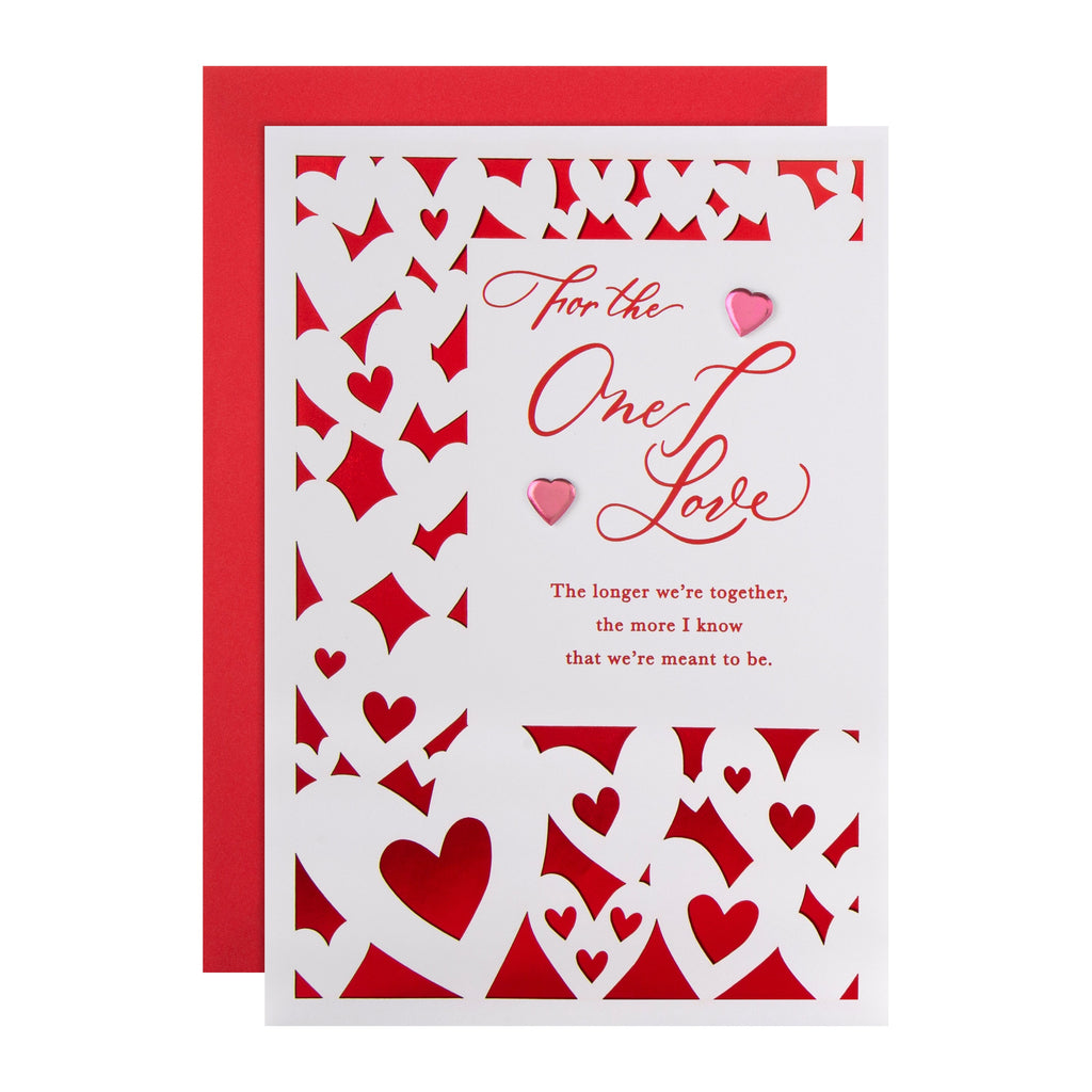 Valentine's Day Card for One I Love - Classic Red Hearts Design