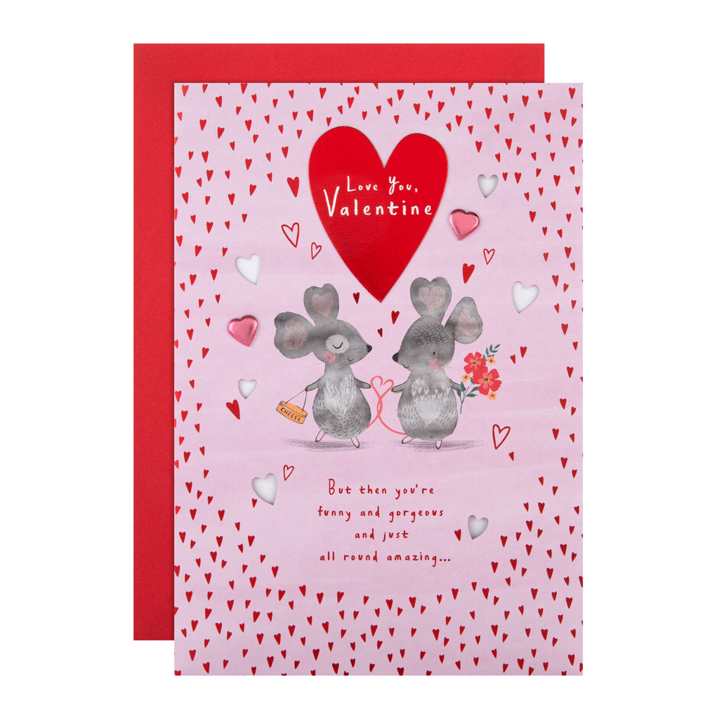 Valentine's Day Card for Him - Cute Mice Design
