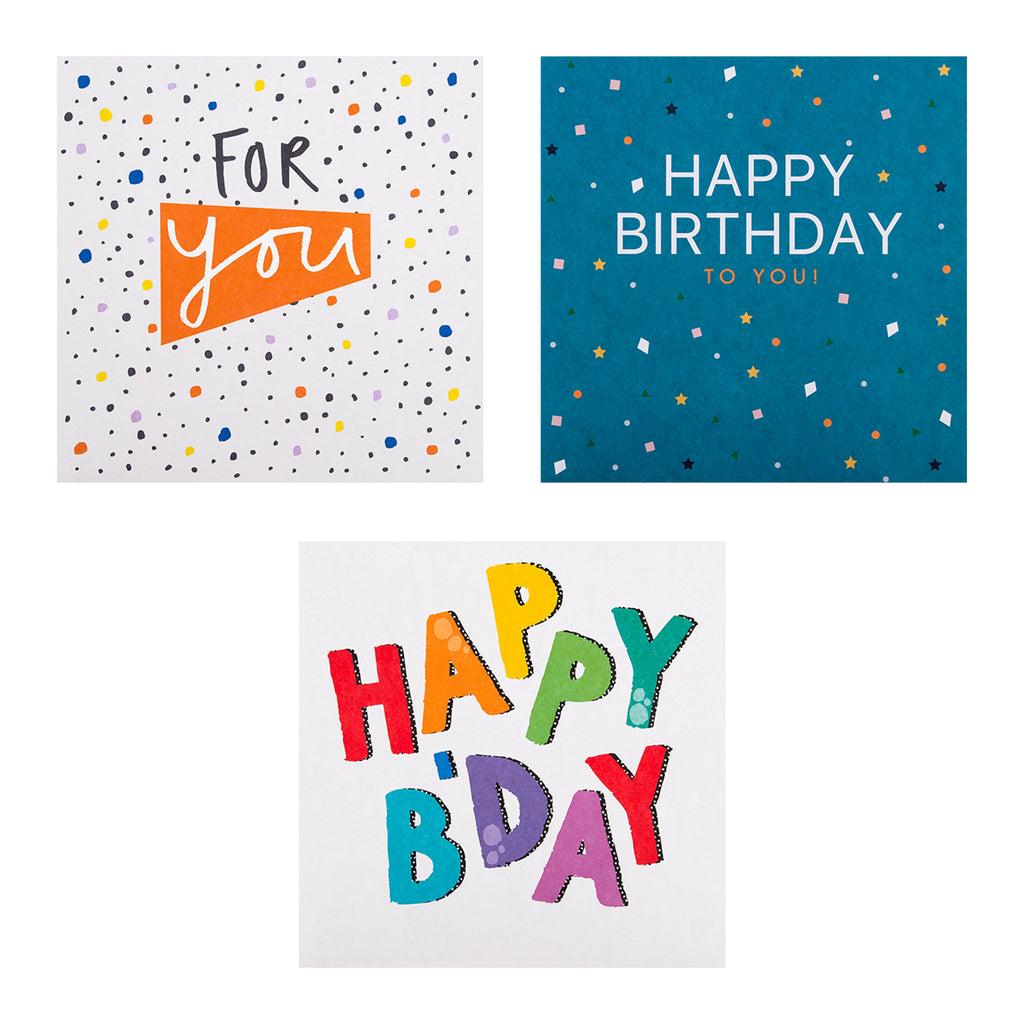 Birthday Cards - Multipack of 10 in 5 Type-tastic Designs