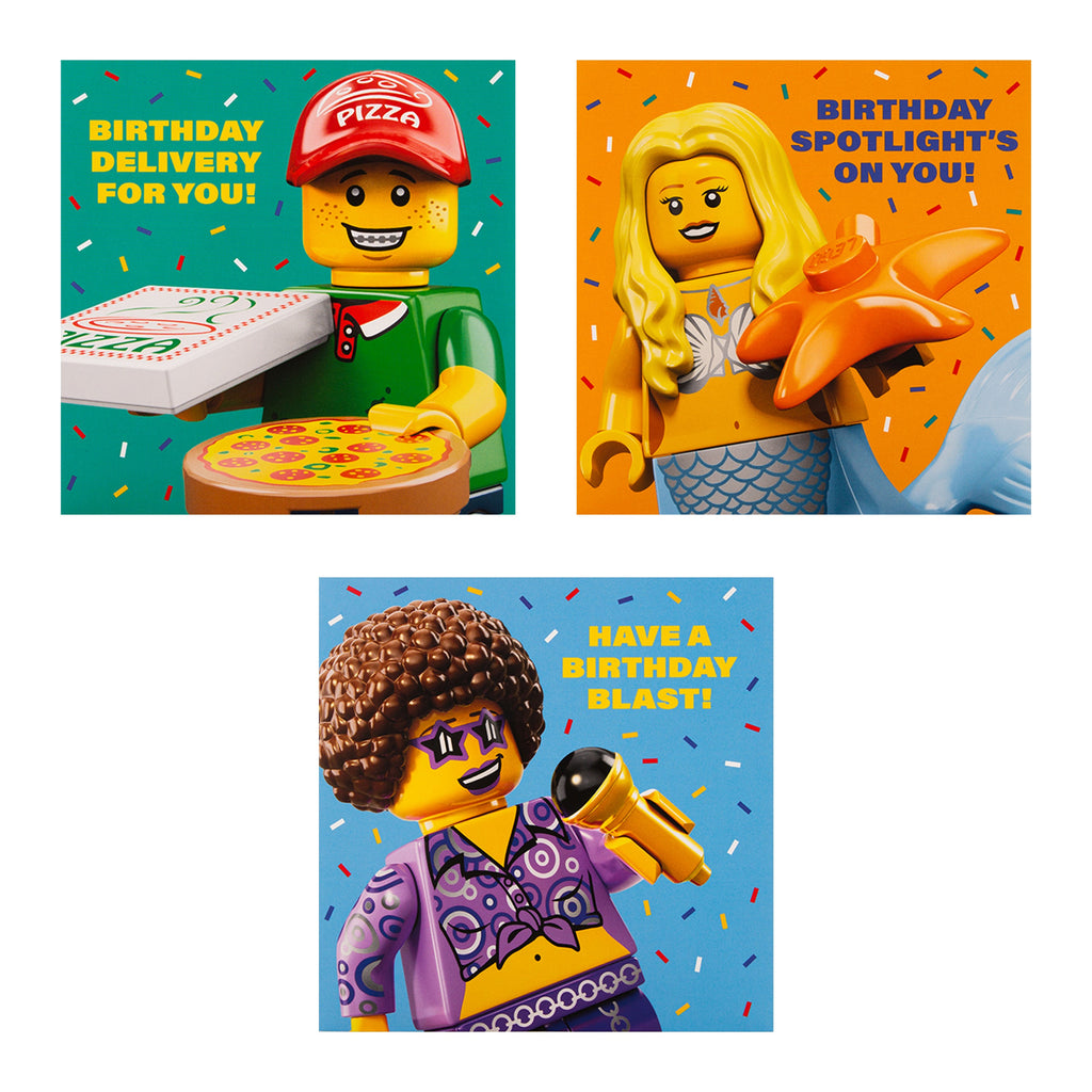Kids Birthday Cards - Multipack of 10 in 5 Lego Character Designs