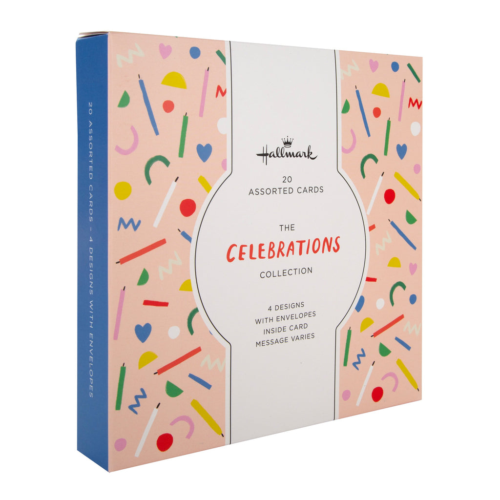 Birthday Cards - Multipack of 20 in 4 Colourful Designs