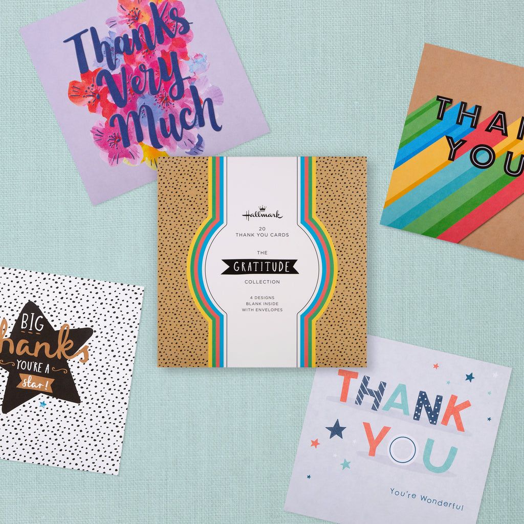 Thank You Cards - Multipack of 20 in 4 Fun Designs