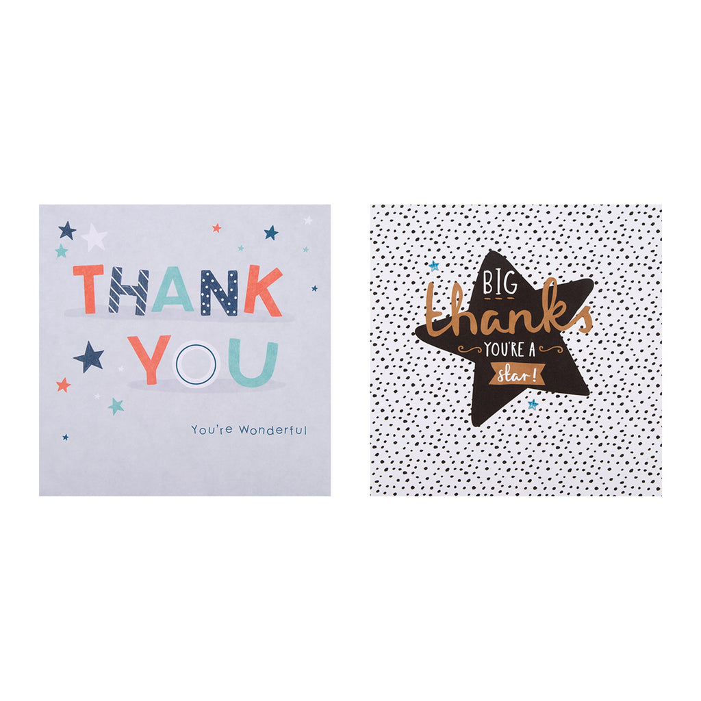 Thank You Cards - Multipack of 20 in 4 Fun Designs