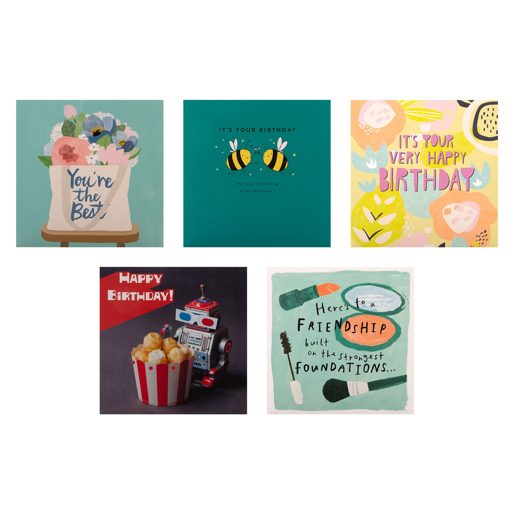 Birthday Cards - Multipack of 20 in 20 Contemporary Designs