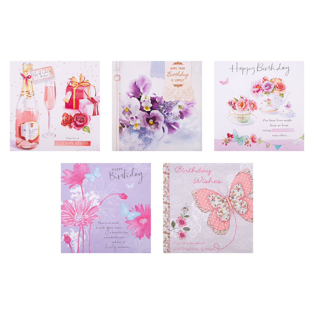 Birthday Cards - Multipack of 20 in 20 Floral Designs